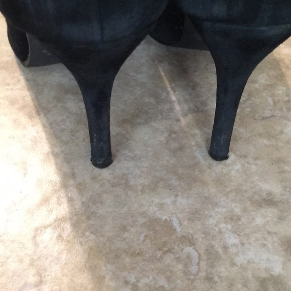 Black Genuine Suede Lace Up 3/4 Pointy Toe Boots - Picture 6 of 9